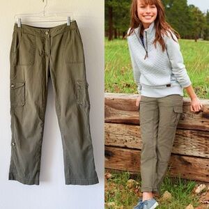 LL Bean Women's Stretch Canvas Cargo Pants Green Dusty Olive Size 4 favorite fit